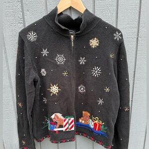 Designers Originals Zip Front Christmas Cardigan